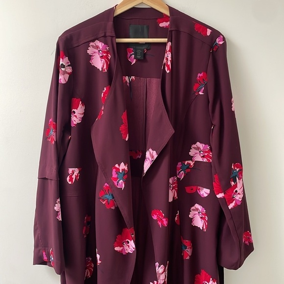 Maison Cinqcent 500 Floral Open Front Belted Jacket Cardigan Kimono Cover Up XL - Picture 3 of 8